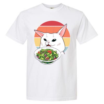 Retro Confused Cat At Dinner Table Meme Garment-Dyed Heavyweight T-Shirt