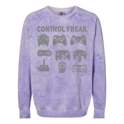 Retro Control Freak 8 Bit Gamer Colorblast Crewneck Sweatshirt