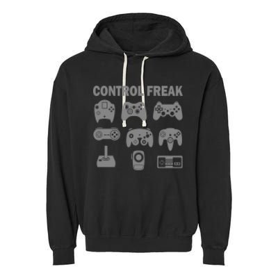 Retro Control Freak 8 Bit Gamer Garment-Dyed Fleece Hoodie