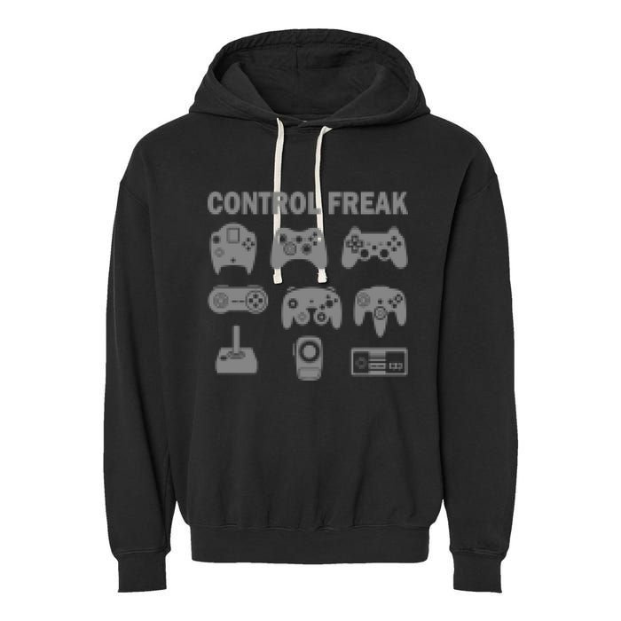 Retro Control Freak 8 Bit Gamer Garment-Dyed Fleece Hoodie