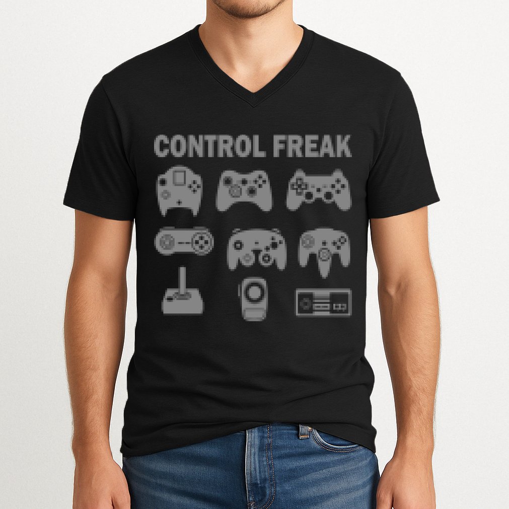 Retro Control Freak 8 Bit Gamer V-Neck T-Shirt