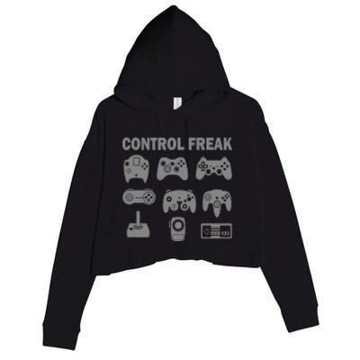 Retro Control Freak 8 Bit Gamer Crop Fleece Hoodie
