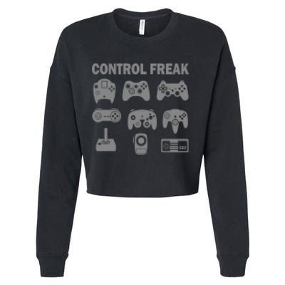 Retro Control Freak 8 Bit Gamer Cropped Pullover Crew