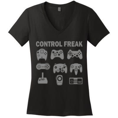 Retro Control Freak 8 Bit Gamer Women's V-Neck T-Shirt