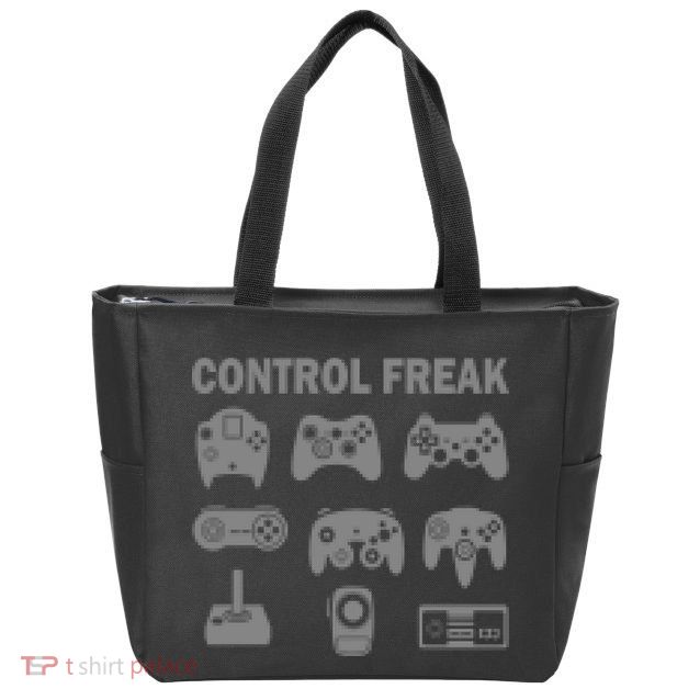 Retro Control Freak 8 Bit Gamer Zip Tote Bag