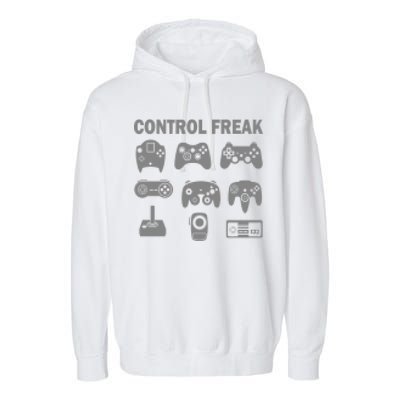 Retro Control Freak 8 Bit Gamer Garment-Dyed Fleece Hoodie