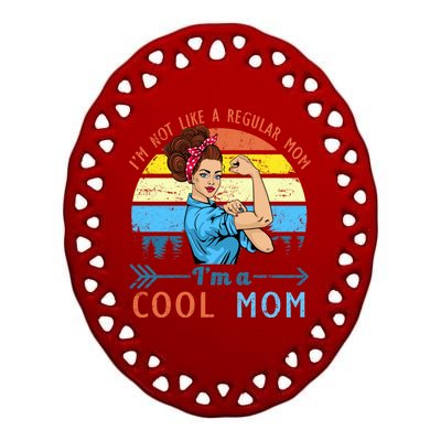 Retro Cool Mom Ceramic Oval Ornament