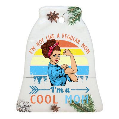 Retro Cool Mom Ceramic Bell Ornament