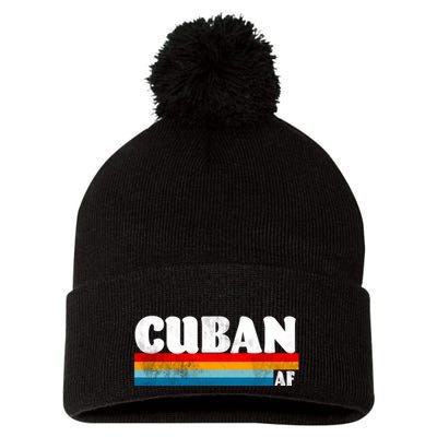 Retro Cuban AF Pom Pom 12in Knit Beanie