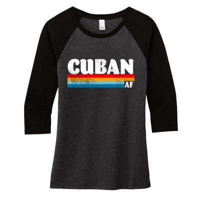 Retro Cuban AF Women's Tri-Blend 3/4-Sleeve Raglan Shirt