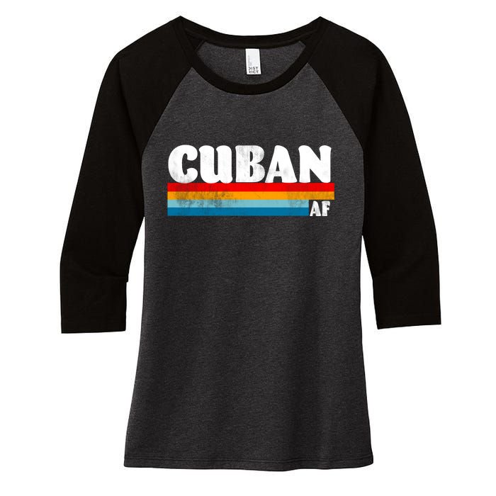 Retro Cuban AF Women's Tri-Blend 3/4-Sleeve Raglan Shirt