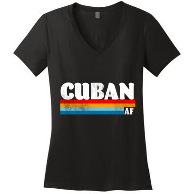 Retro Cuban AF Women's V-Neck T-Shirt