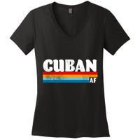 Retro Cuban AF Women's V-Neck T-Shirt