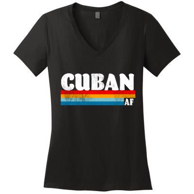 Retro Cuban AF Women's V-Neck T-Shirt