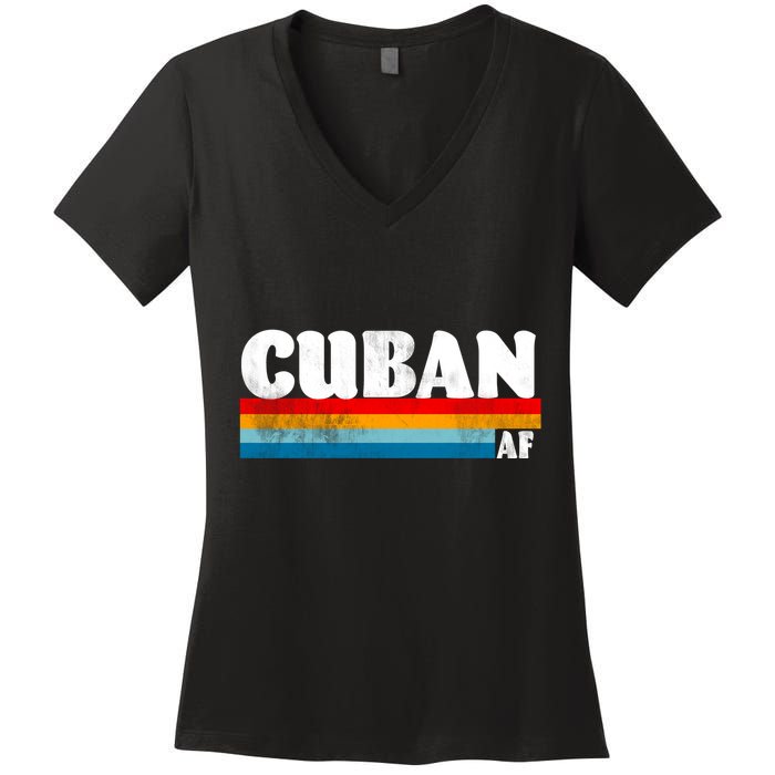 Retro Cuban AF Women's V-Neck T-Shirt