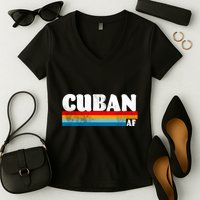 Retro Cuban AF Women's V-Neck T-Shirt