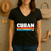Retro Cuban AF Women's V-Neck T-Shirt