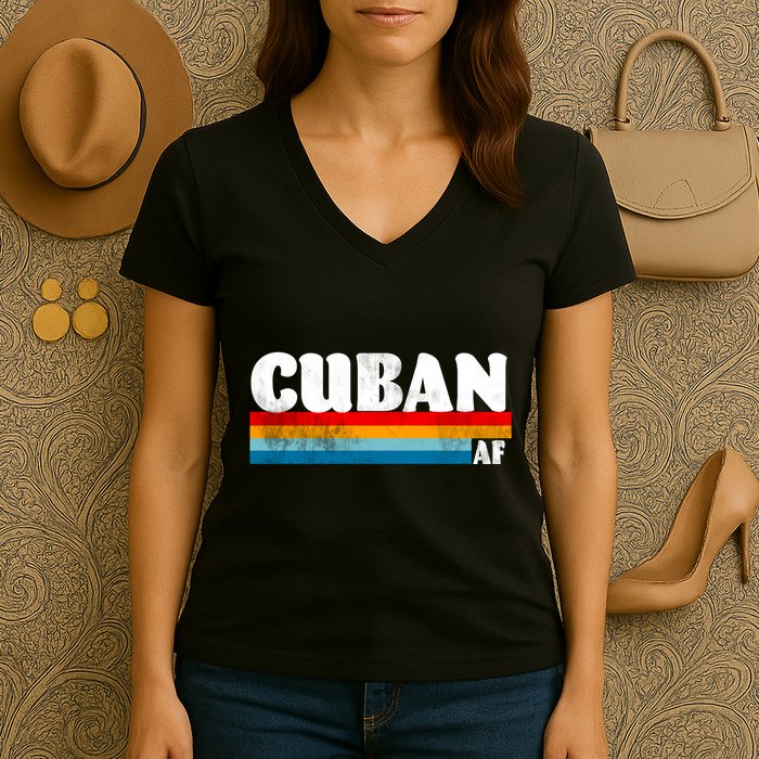 Retro Cuban AF Women's V-Neck T-Shirt