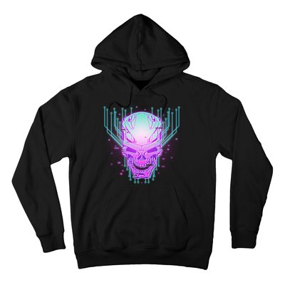 Retro Cyber Robot Skull  Hoodie