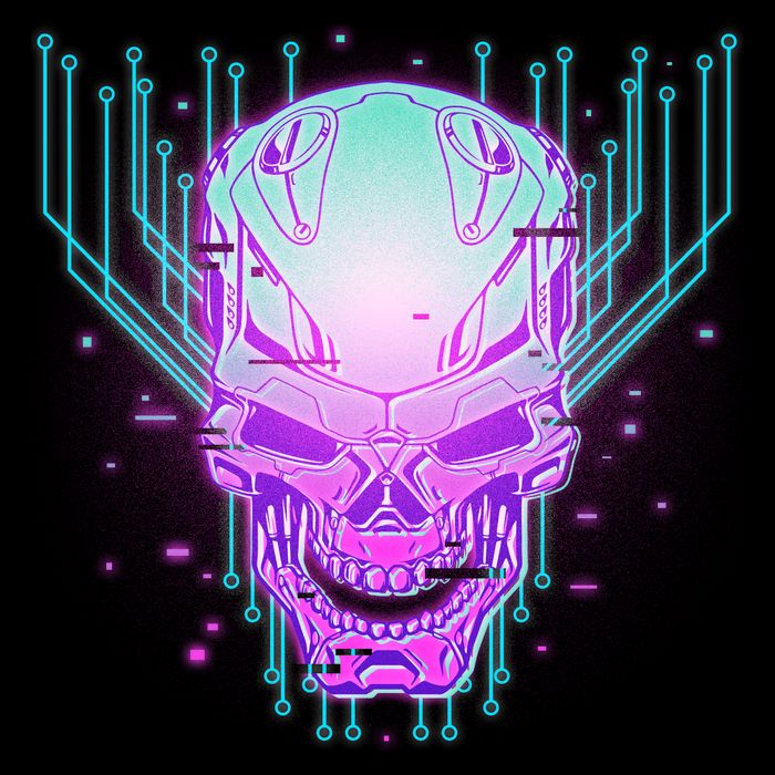 Retro Cyber Robot Skull  Impact Tech Backpack