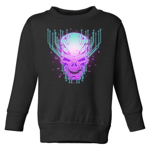 Retro Cyber Robot Skull  Toddler Sweatshirt