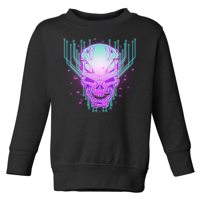 Retro Cyber Robot Skull  Toddler Sweatshirt