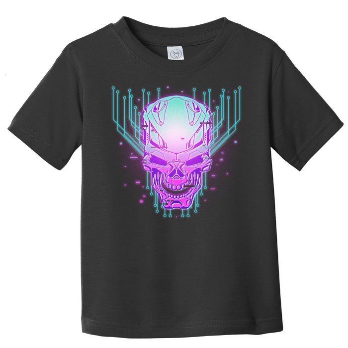 Retro Cyber Robot Skull  Toddler T-Shirt