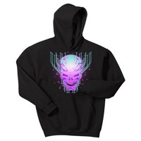 Retro Cyber Robot Skull  Kids Hoodie