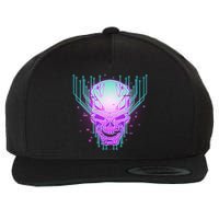 Retro Cyber Robot Skull  Wool Snapback Cap