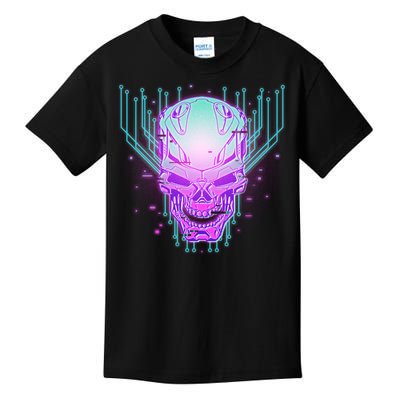 Retro Cyber Robot Skull  Kids T-Shirt