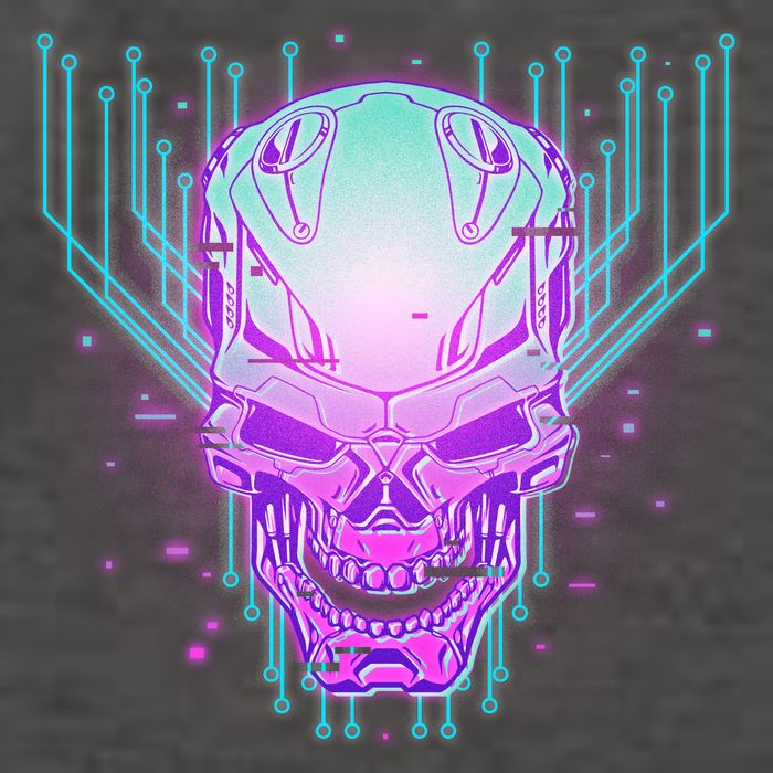 Retro Cyber Robot Skull  Vector Backpack