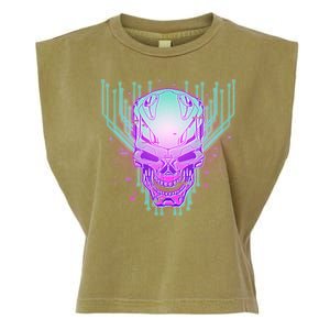 Retro Cyber Robot Skull  Garment-Dyed Women's Muscle Tee