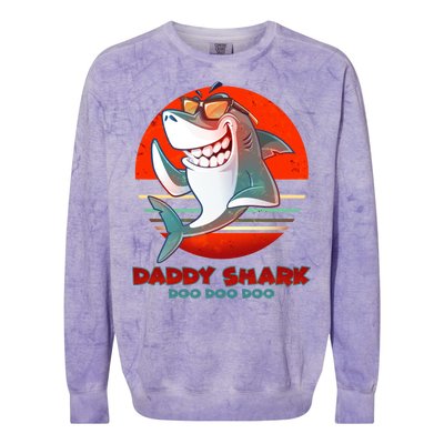 Retro Daddy Shark Doo Doo Doo Colorblast Crewneck Sweatshirt