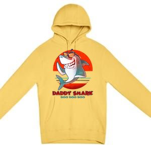 Retro Daddy Shark Doo Doo Doo Premium Pullover Hoodie