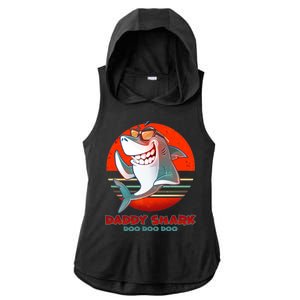 Retro Daddy Shark Doo Doo Doo Ladies PosiCharge Tri-Blend Wicking Draft Hoodie Tank