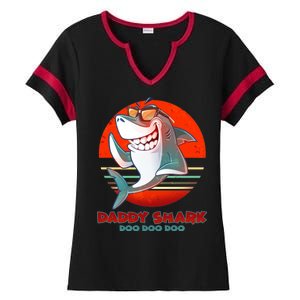 Retro Daddy Shark Doo Doo Doo Ladies Halftime Notch Neck Tee