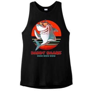 Retro Daddy Shark Doo Doo Doo Ladies PosiCharge Tri-Blend Wicking Tank