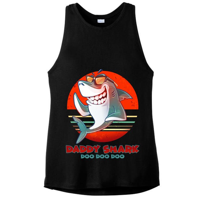 Retro Daddy Shark Doo Doo Doo Ladies PosiCharge Tri-Blend Wicking Tank