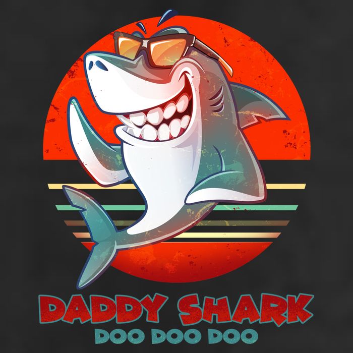 Retro Daddy Shark Doo Doo Doo Garment-Dyed Fleece Hoodie
