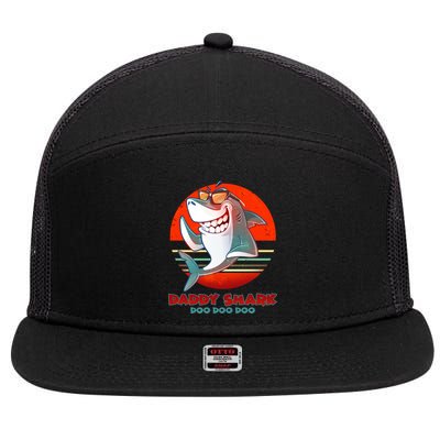 Retro Daddy Shark Doo Doo Doo 7 Panel Mesh Trucker Snapback Hat