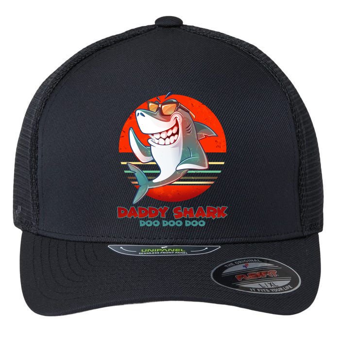 Retro Daddy Shark Doo Doo Doo Flexfit Unipanel Trucker Cap