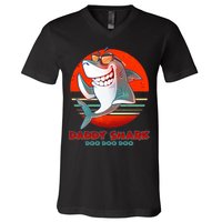 Retro Daddy Shark Doo Doo Doo V-Neck T-Shirt