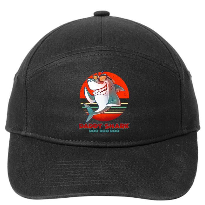 Retro Daddy Shark Doo Doo Doo 7-Panel Snapback Hat
