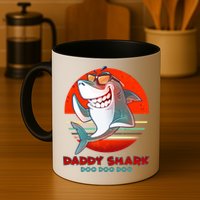 Retro Daddy Shark Doo Doo Doo Coffee Mug