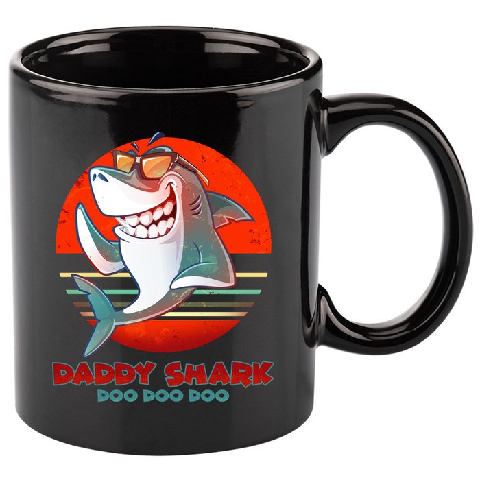 Retro Daddy Shark Doo Doo Doo 11oz C Handle Ceramic Mug