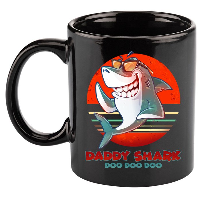Retro Daddy Shark Doo Doo Doo 11oz C Handle Ceramic Mug