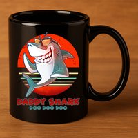 Retro Daddy Shark Doo Doo Doo 11oz C Handle Ceramic Mug