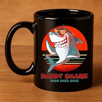Retro Daddy Shark Doo Doo Doo 11oz C Handle Ceramic Mug