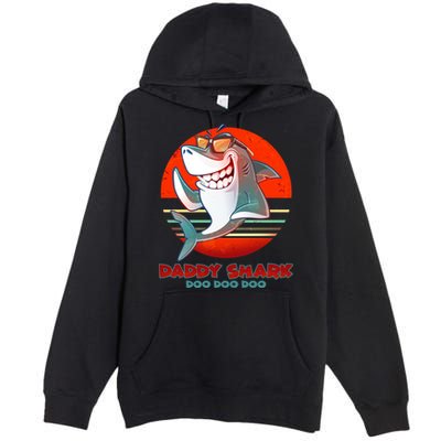 Retro Daddy Shark Doo Doo Doo Premium Pullover Hoodie
