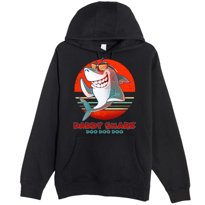 Retro Daddy Shark Doo Doo Doo Premium Pullover Hoodie